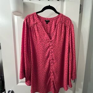 Torrid Fuchsia and Black Polka Dot Blouse